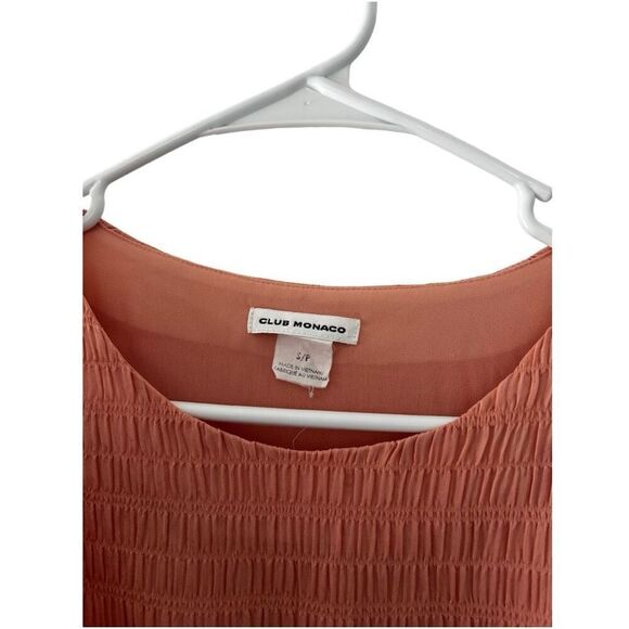 Club Monaco Blush Pink Cold Shoulder Long Sleeve Blouse Size S Ruffle Textured - Picture 8 of 10